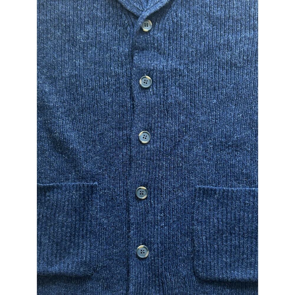 Line of Trade Shetland Wool Shawl Collar Blue Cardigan Sweater Mens Large - Picture 5 of 10
